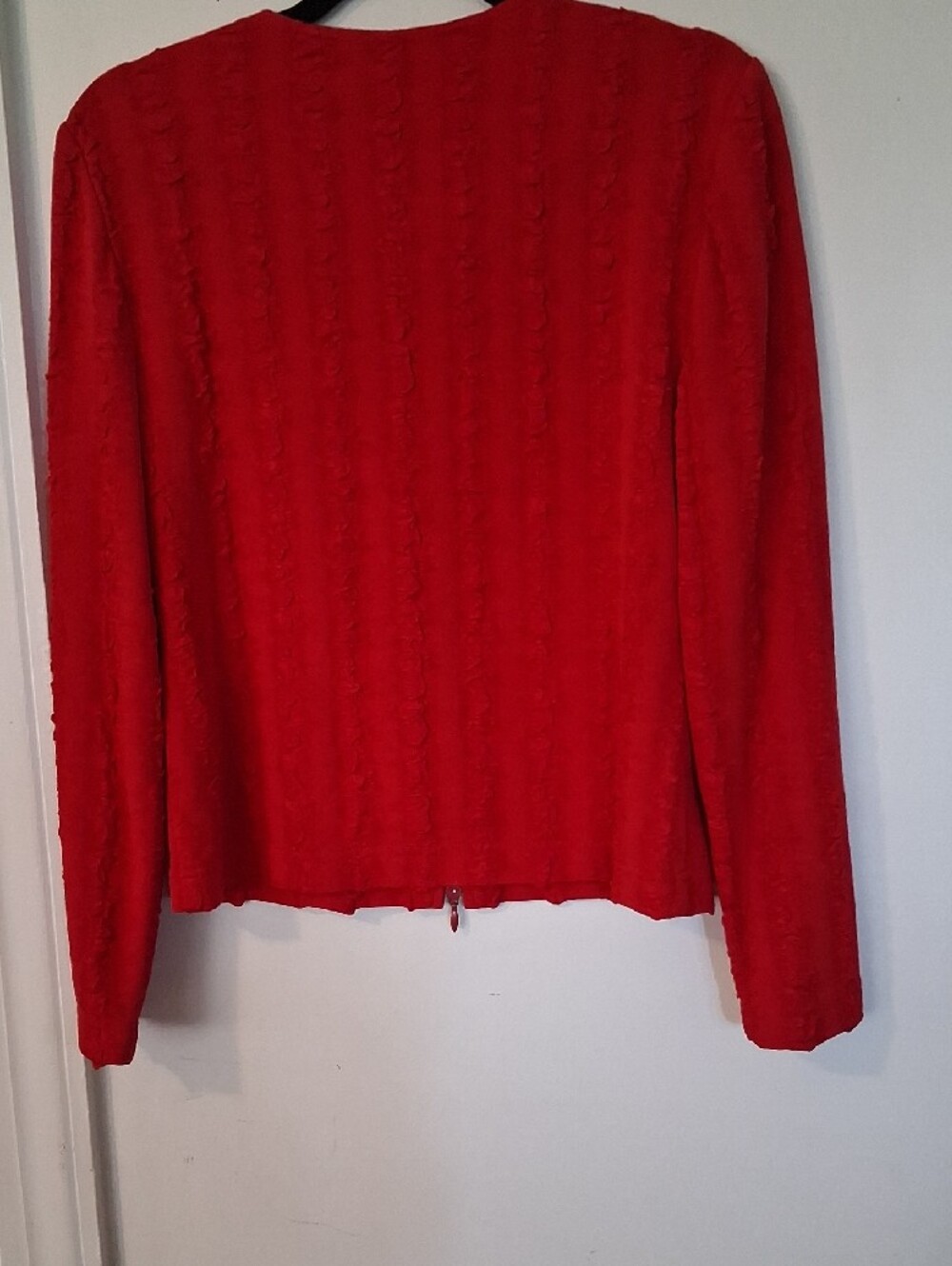 Joseph Ribkoff Red Textured Zip-Front Blazer - Picture 7 of 10